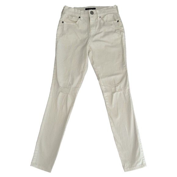 Aeropostale Women's High Waisted White Denim Distress Ankle Jegging Jeans Size 0 - Picture 1 of 9